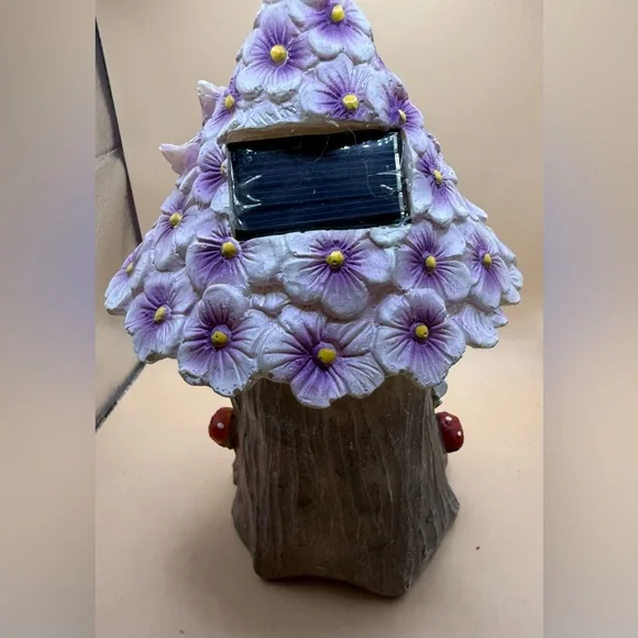 Whimsical Fairy House with Purple Floral Roof - Picture 4 of 7